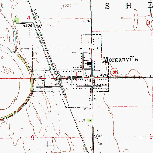 Topographic Map of City of Morganville, KS