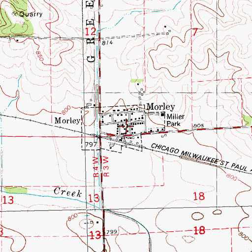 Topographic Map of City of Morley, IA