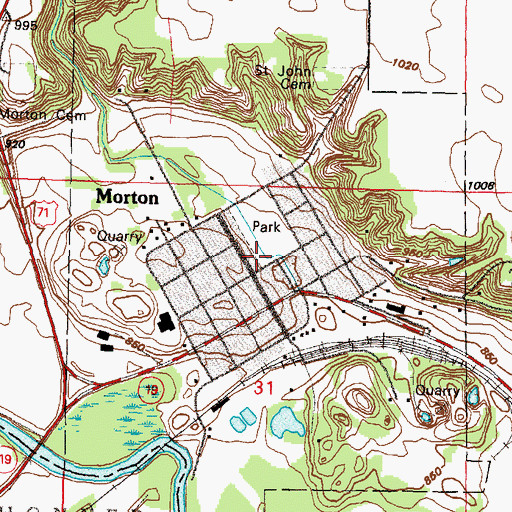 Topographic Map of City of Morton, MN