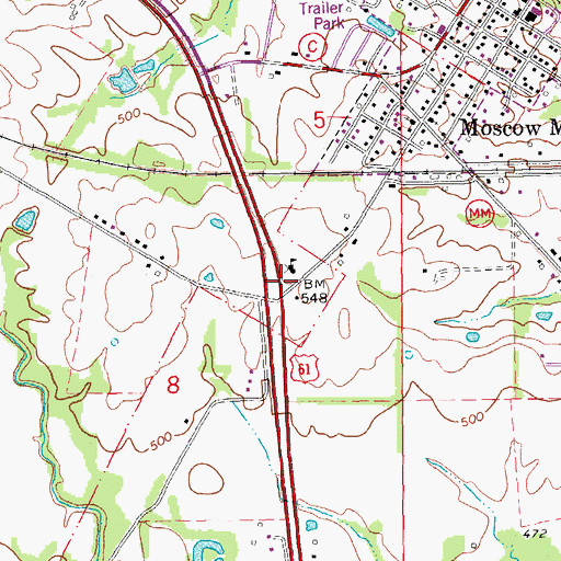 Topographic Map of City of Moscow Mills, MO