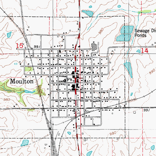 Topographic Map of City of Moulton, IA