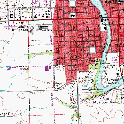 Topographic Map of City of Independence, IA