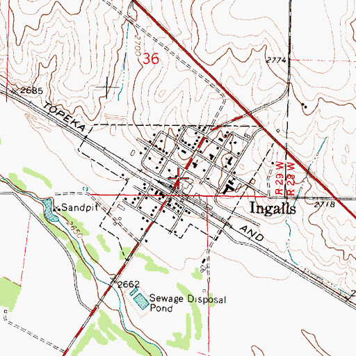Topographic Map of City of Ingalls, KS