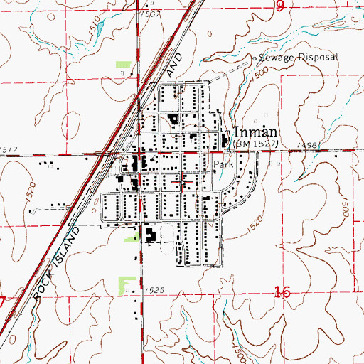 Topographic Map of City of Inman, KS