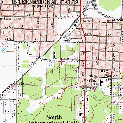 Topographic Map of City of International Falls, MN