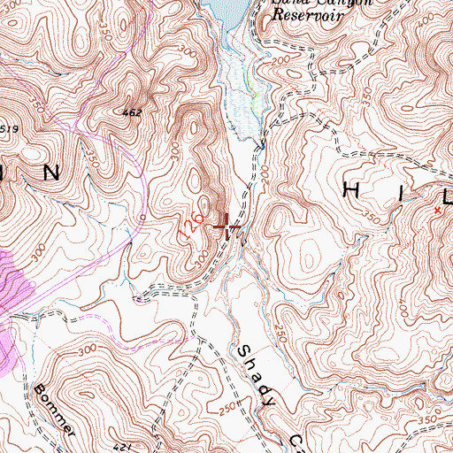 Topographic Map of Bommer Canyon, CA