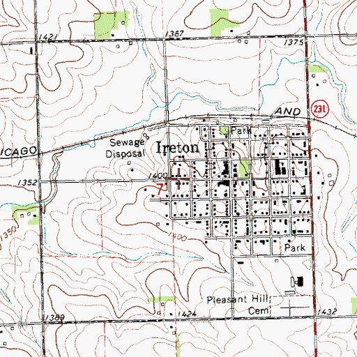 Topographic Map of City of Ireton, IA