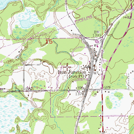 Topographic Map of City of Iron Junction, MN