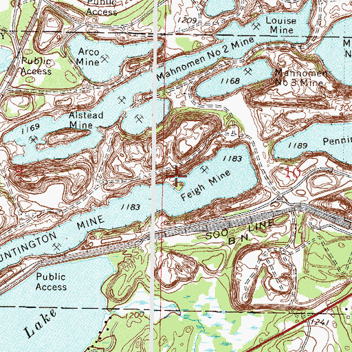 Topographic Map of City of Ironton, MN