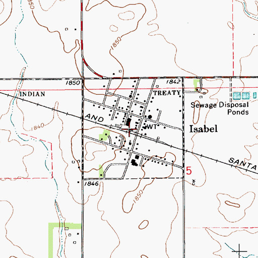 Topographic Map of City of Isabel, KS