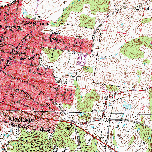 Topographic Map of City of Jackson, MO