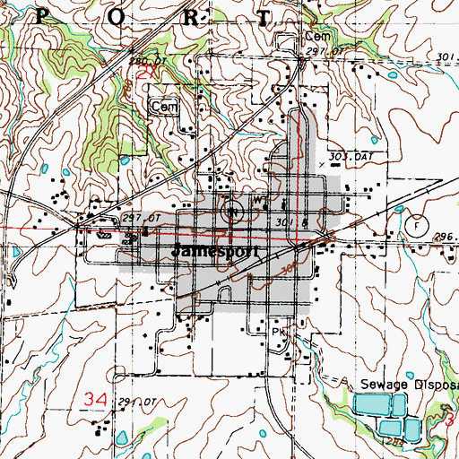 Topographic Map of City of Jamesport, MO