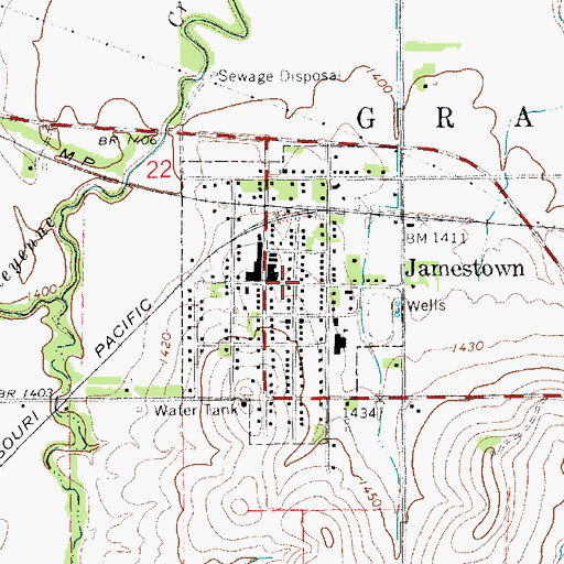 Topographic Map of City of Jamestown, KS
