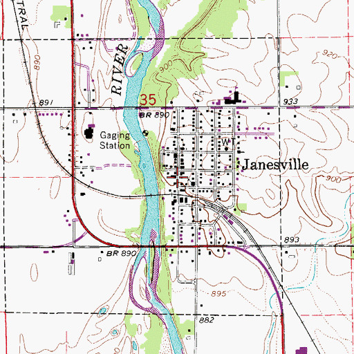 Topographic Map of City of Janesville, IA