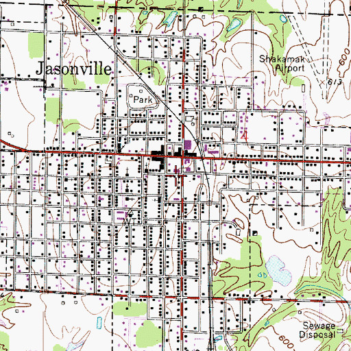 Topographic Map of City of Jasonville, IN