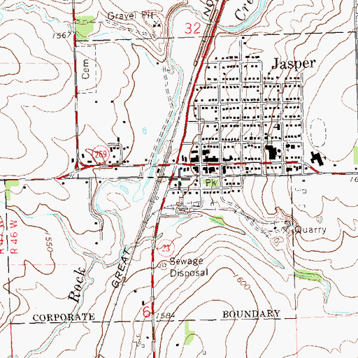 Topographic Map of City of Jasper, MN