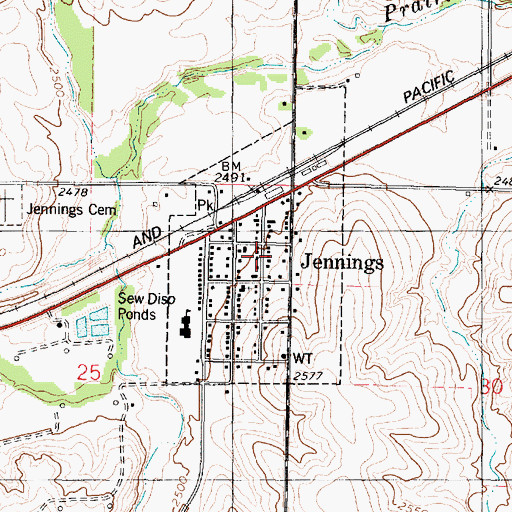 Topographic Map of City of Jennings, KS