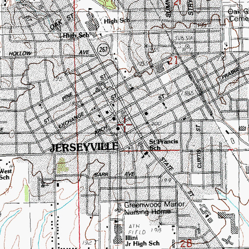 Topographic Map of City of Jerseyville, IL