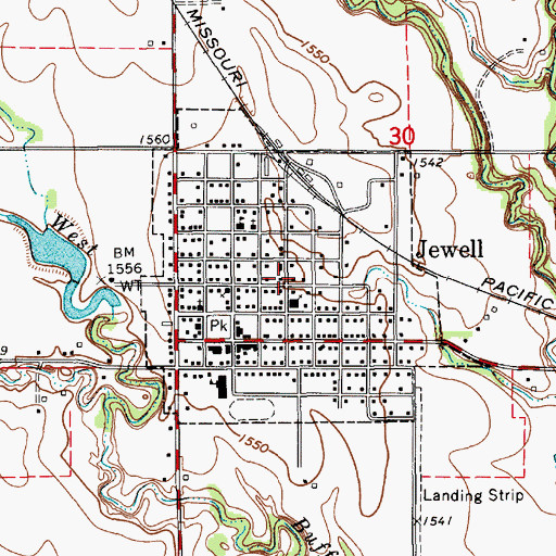 Topographic Map of City of Jewell, KS