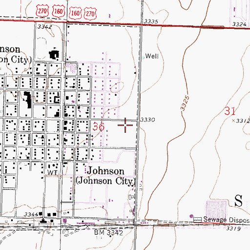 Topographic Map of City of Johnson City, KS