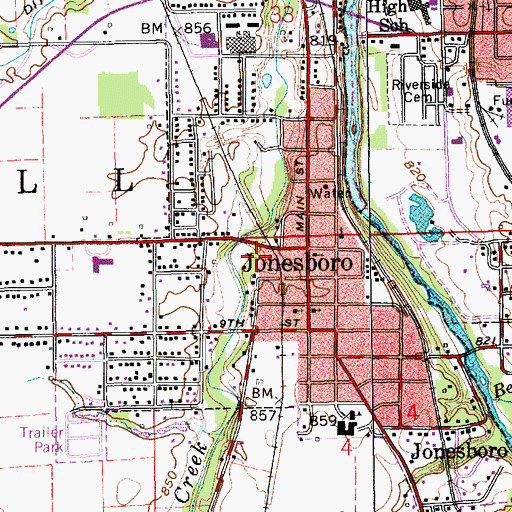 Topographic Map of City of Jonesboro, IN