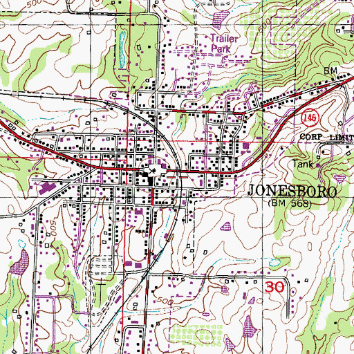 Topographic Map of City of Jonesboro, IL