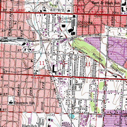 Topographic Map of City of Joplin, MO