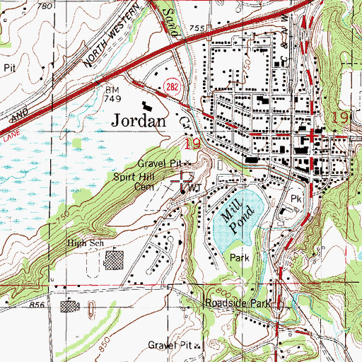 Topographic Map of City of Jordan, MN