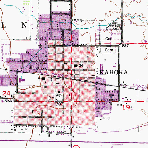 Topographic Map of City of Kahoka, MO