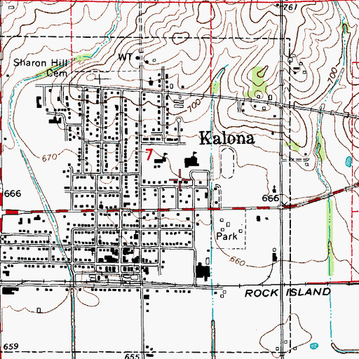 Topographic Map of City of Kalona, IA