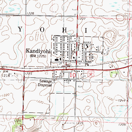 Topographic Map of City of Kandiyohi, MN