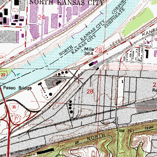 Topographic Map of City of Kansas City, MO