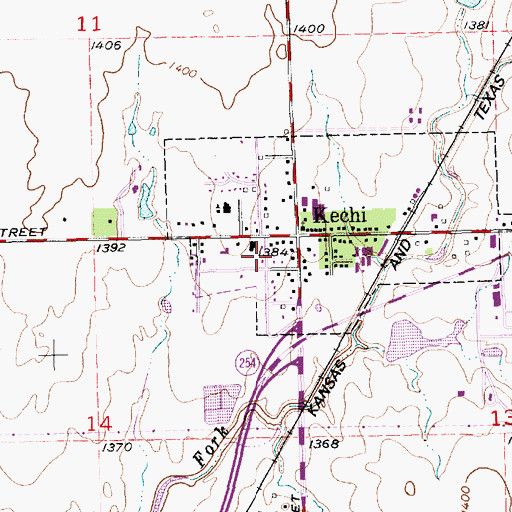 Topographic Map of City of Kechi, KS