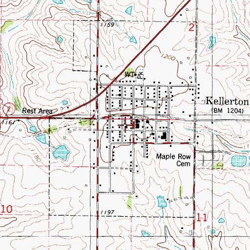 Topographic Map of City of Kellerton, IA
