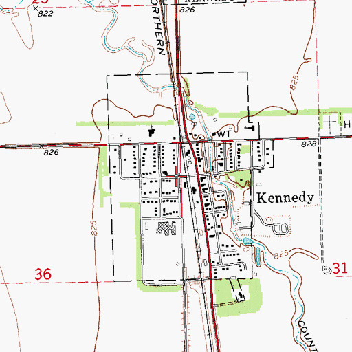 Topographic Map of City of Kennedy, MN