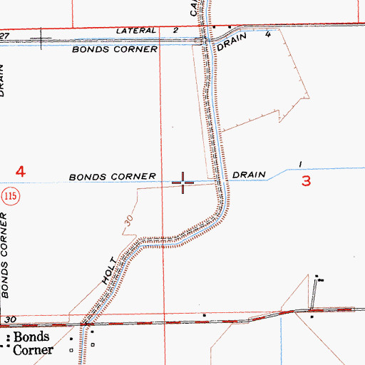 Topographic Map of Bonds Corner Drain One, CA