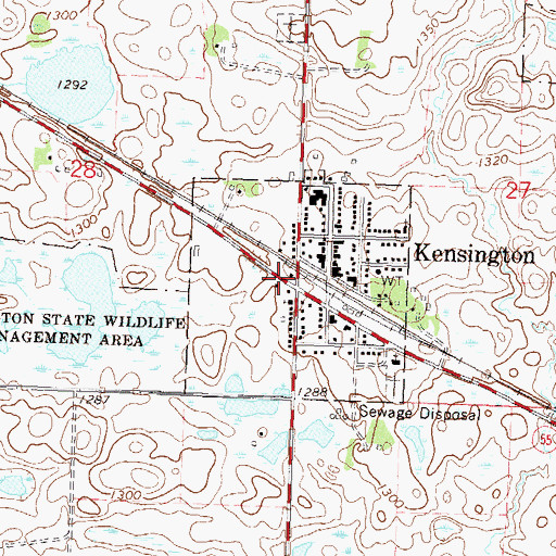Topographic Map of City of Kensington, MN