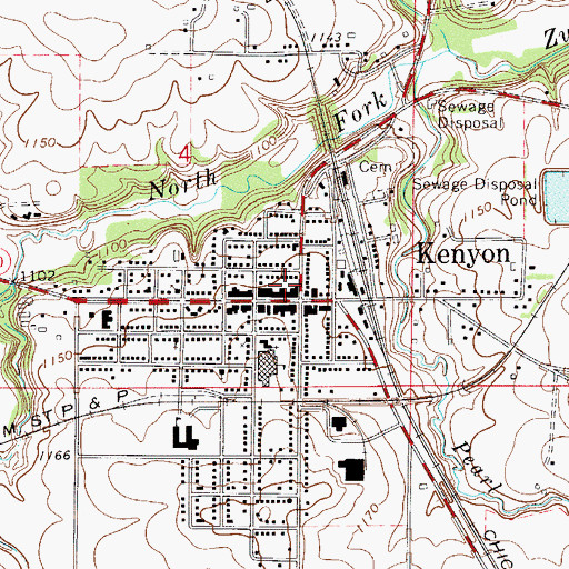 Topographic Map of City of Kenyon, MN