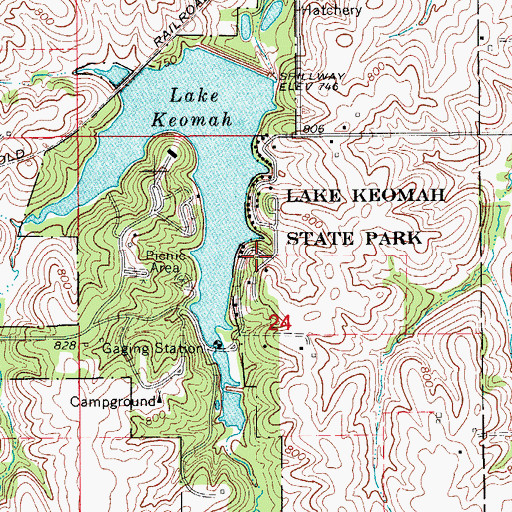 Topographic Map of City of Keomah Village, IA