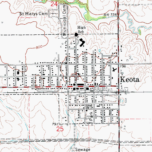 Topographic Map of City of Keota, IA