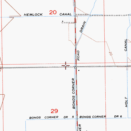 Topographic Map of Bonds Corner Drain, CA