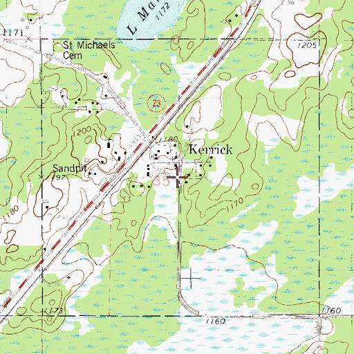 Topographic Map of City of Kerrick, MN