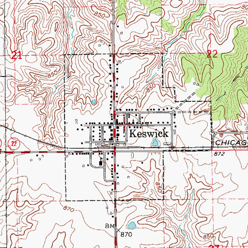Topographic Map of City of Keswick, IA