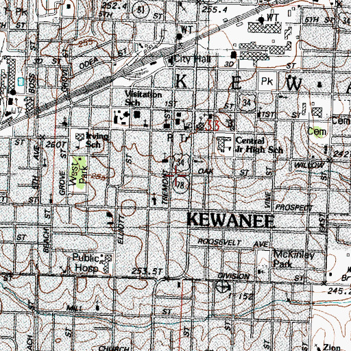 Topographic Map of City of Kewanee, IL