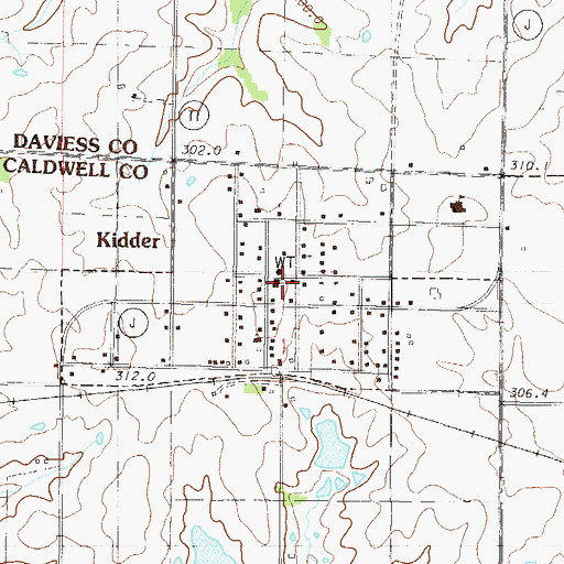 Topographic Map of City of Kidder, MO