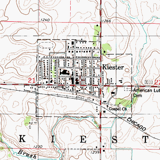 Topographic Map of City of Kiester, MN