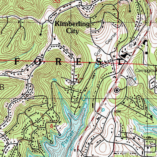 Topographic Map of City of Kimberling City, MO