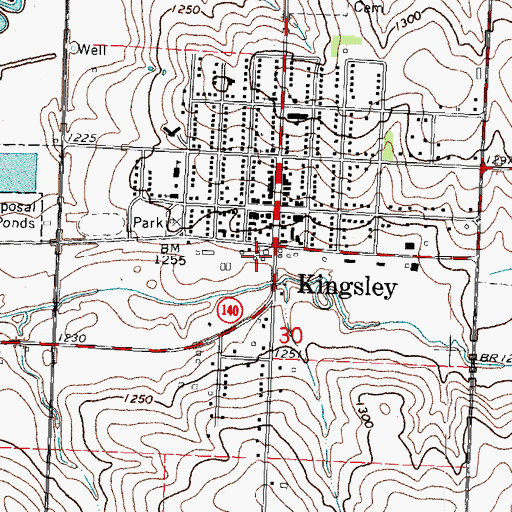 Topographic Map of City of Kingsley, IA