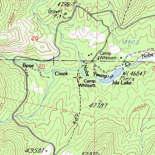 Topographic Map of Bone Creek, CA