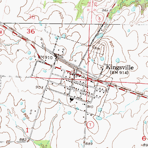 Topographic Map of City of Kingsville, MO